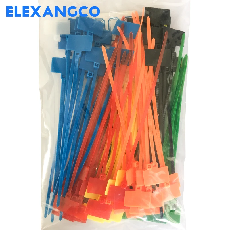 4*150mm Beschriftbare Nylon-Kabelbinder mit Etiketten, Gemischte Farben 100 Stück/Beutel Selbstsichernde Kabelmarkierer für Kabelmanagement – Detail 15