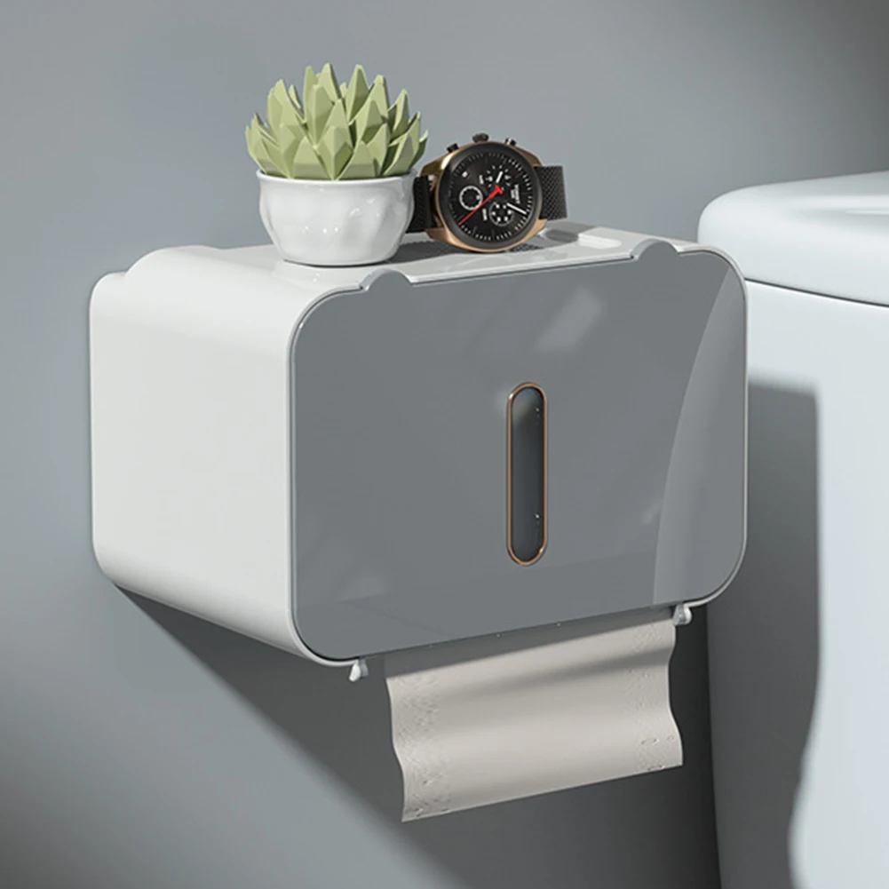 Wall Mount Paper Storage Box Waterproof Smart Sensor Lavatory Roll Organizer USB Charging No Hole Installation Multifunctional
