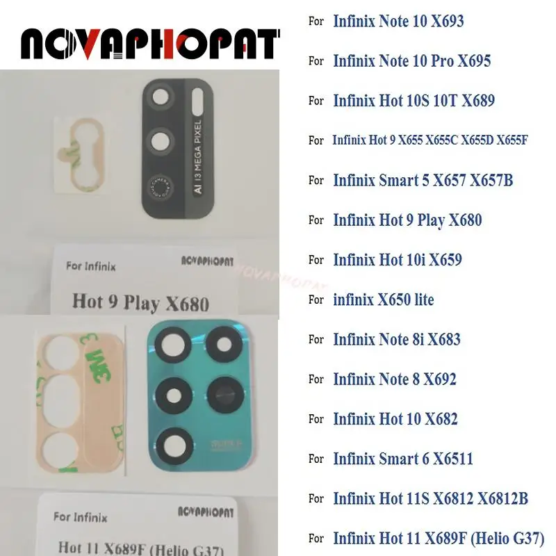 

Стеклянный объектив задней камеры с Ahesive для Infinix Note 8 8i 10 Pro Hot 9 10s 10i 10T 11s 11 Play Smart 5 6 X657 X6511, 1 шт.