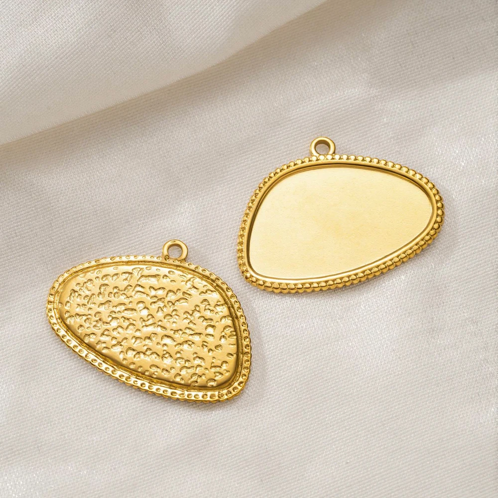5 Stück Edelstahl Oval Unregelmäßige Anhänger Cabochon Fassung Rohlinge für DIY Schmuckherstellung Zubehör Komponenten – Detail 4