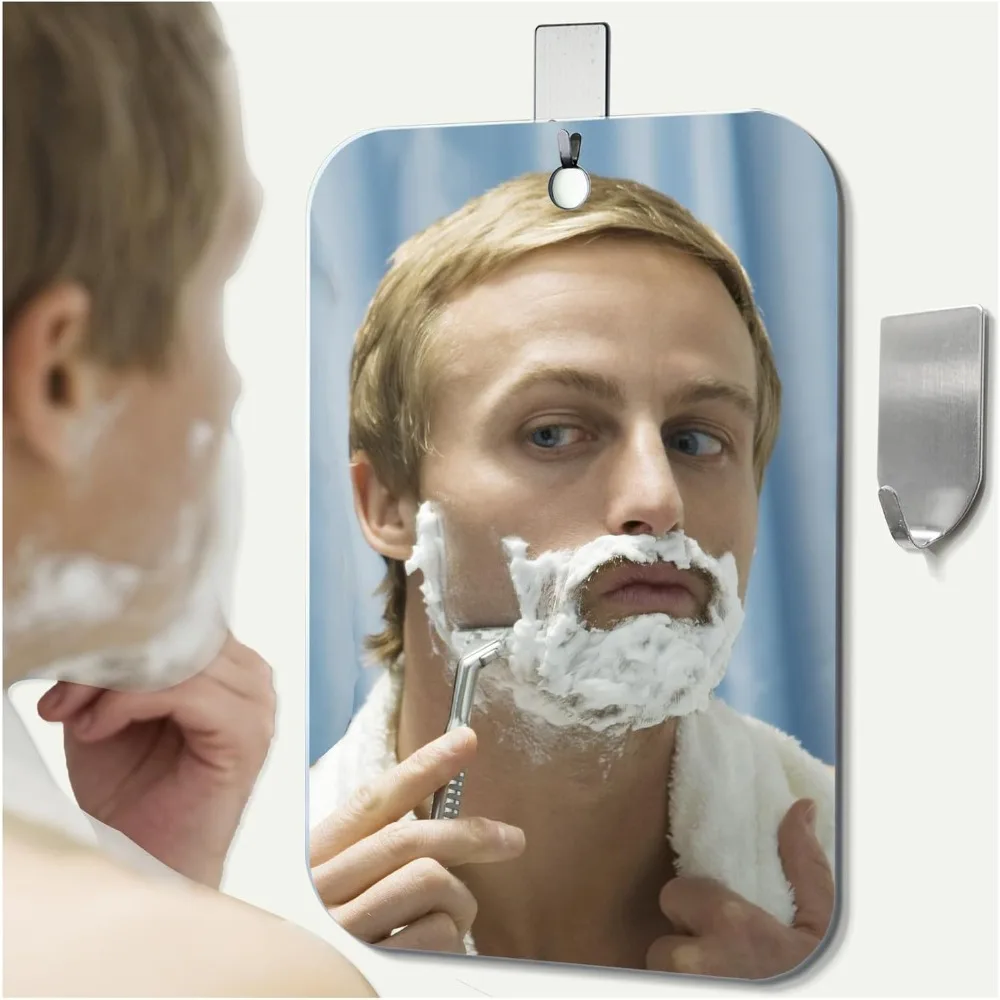 

Shattered shower mirror, fog free shaving mirror, small wall mounted camp dressing mirror