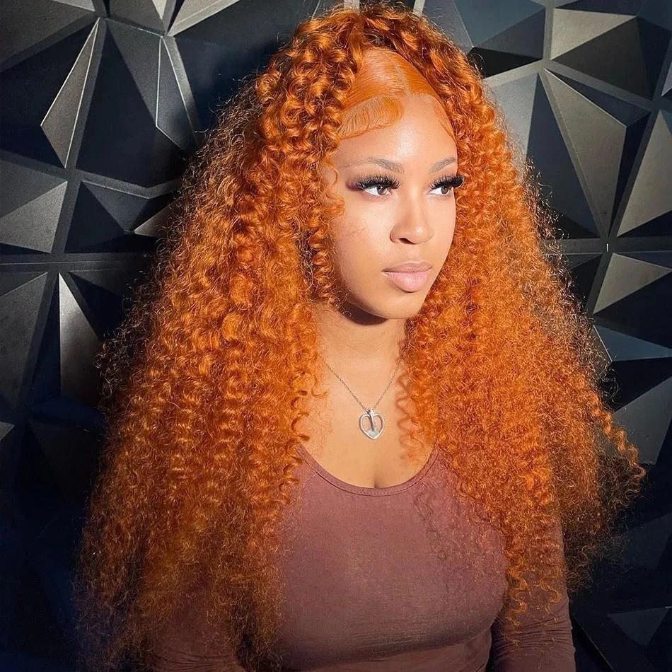 

250 Density Orange Ginger Lace Front Wig Curly Human Hair Wigs 30 Inch Deep Wave Frontal Wig 13x6 HD Lace Front Human Hair Wig