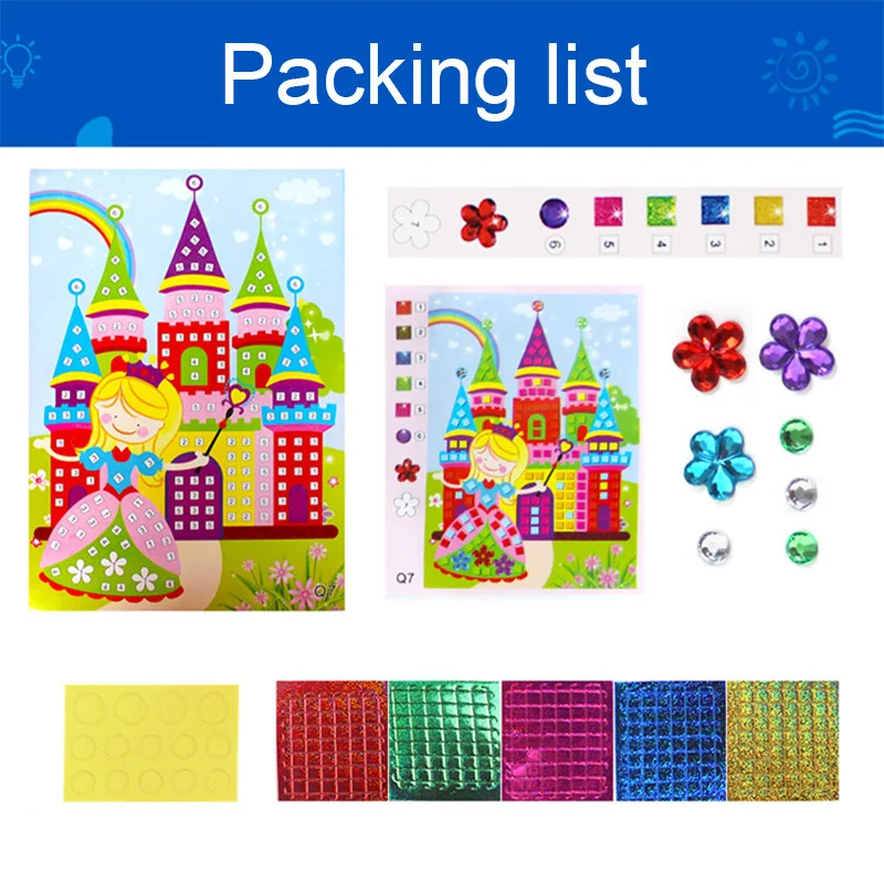 6 Pcs/Set Mosaic Diamond Handmade Craft DIY Stickers Crystal Paste Painting Mosaic Puzzle Educational Toys Kids Gift