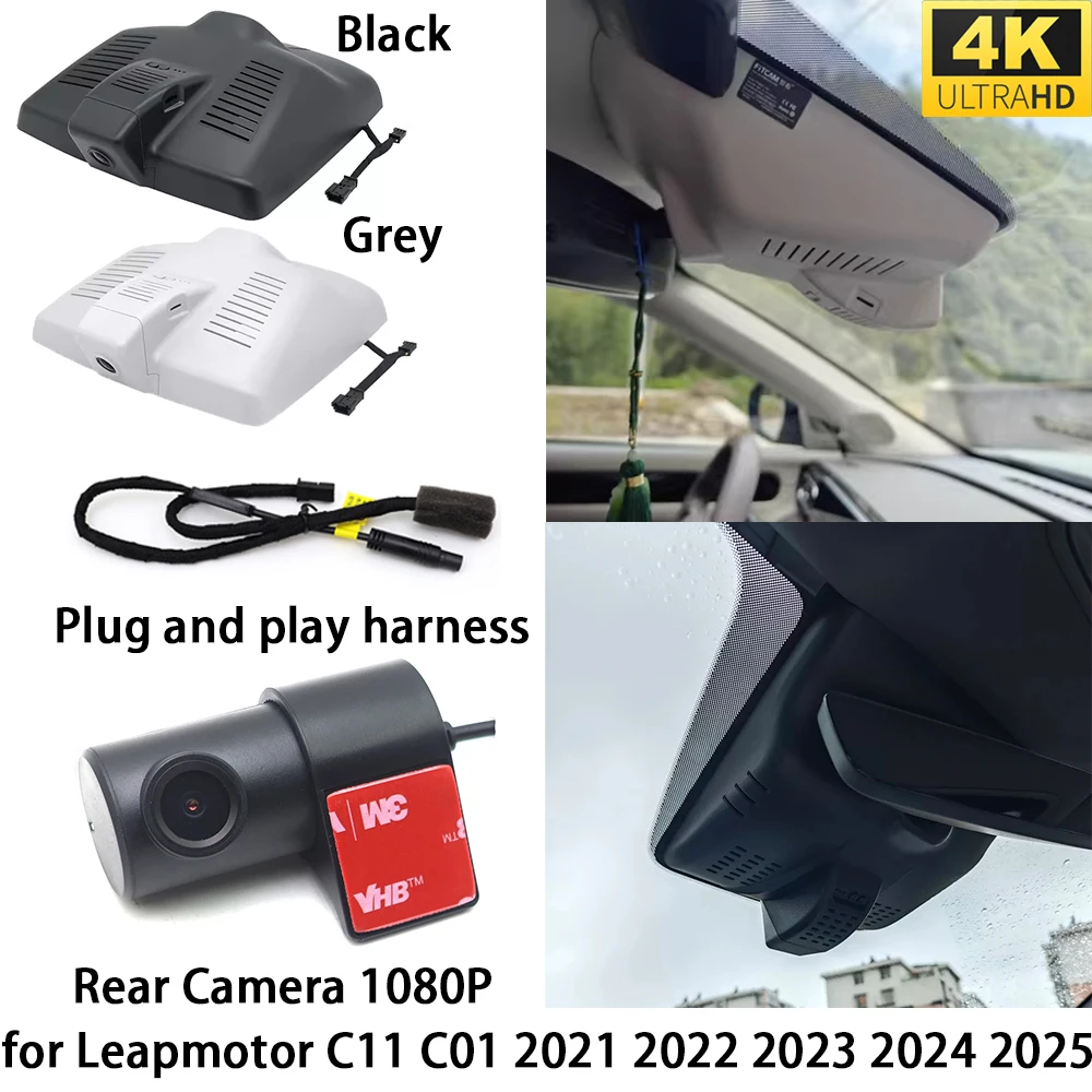 

for Leapmotor C11 C01 4K DVR Dash Cam OEM Front Rear Camera Video Recorder Wifi 2160P Loop Recording Night Vision 4K 256GB