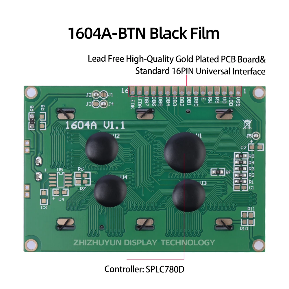 Tela LCD Spot Module, BTN filme preto, texto azul, SPLC780D, 16X2A, garantia de qualidade, 1604A