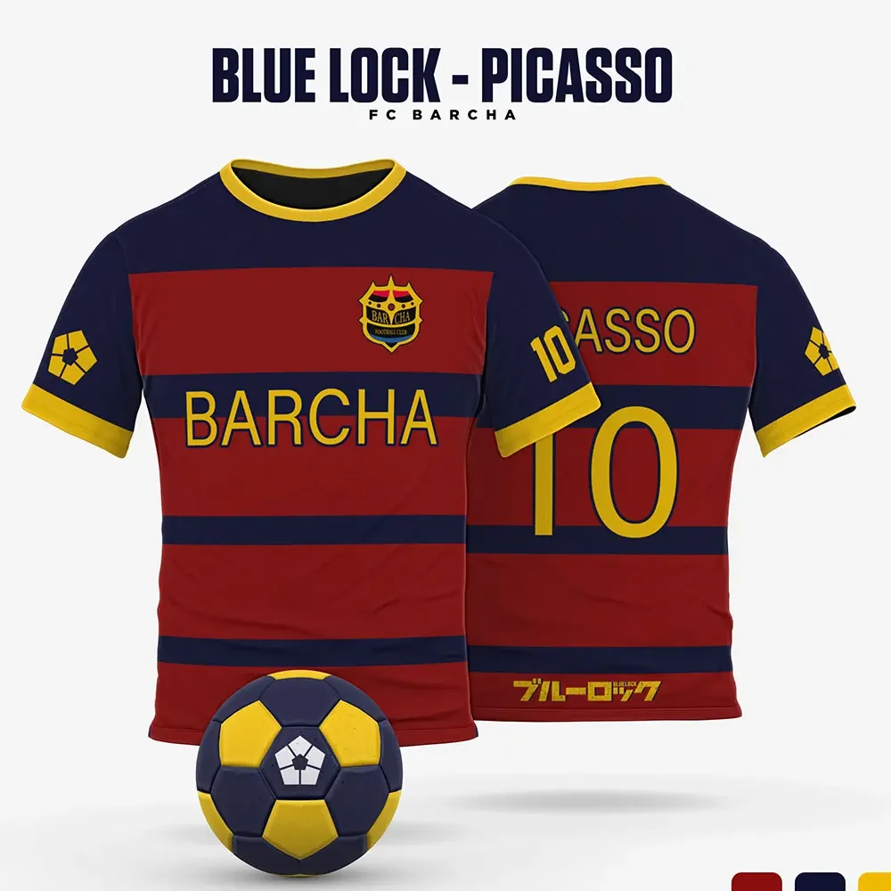 

Blue Lock Cartoon T Shirts FC Barcha Anime Cosplay Men Football Jersey T-shirt Summer Kids Sports Short Sleeved Soccer Uniform