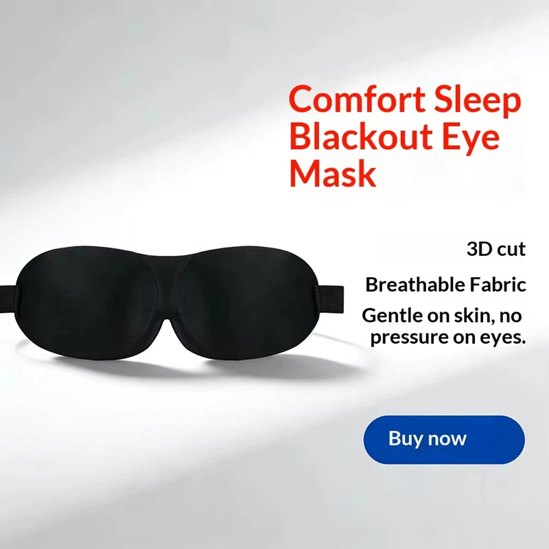 Lenovo Breathable 3D Adjustable Sleep Mask – Blocks Light, Allows Air Circulation for Eyes, Unisex Comfort Fit