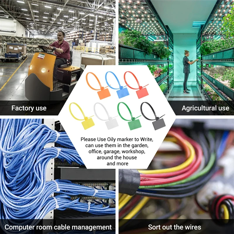 روابط علامات كبلات النايلون ، حبل القفل الذاتي ، الكتابة على سلك إيثرنت ، علامات علامات الرمز البريدي ، علامة وسم القوة ، جديد ، ، 47 لون