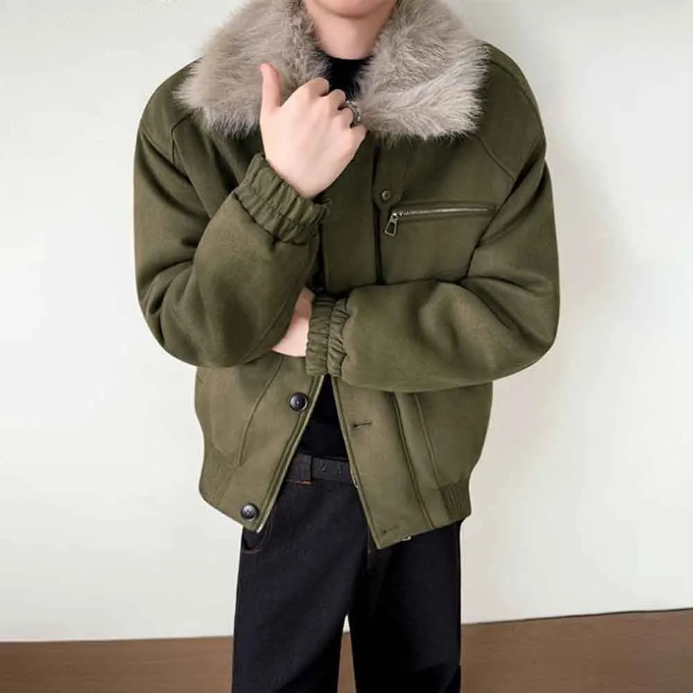 2025 Winter New Men's Long-Sleeved Patchwork Jacket American Retro Fashion Trendy High Street Loose Casual Niche Men's Top