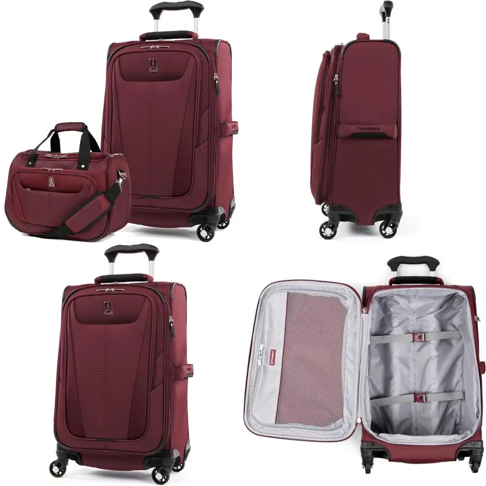 Conjunto de bagagem de mão de 2 peças, leve e expansível com 4 rodas giratórias e sacola macia para viagens, valise ultraportátil