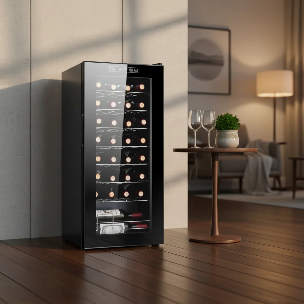 93L Fridge Glass Door Compressor 32 Bottles Wine Cooler