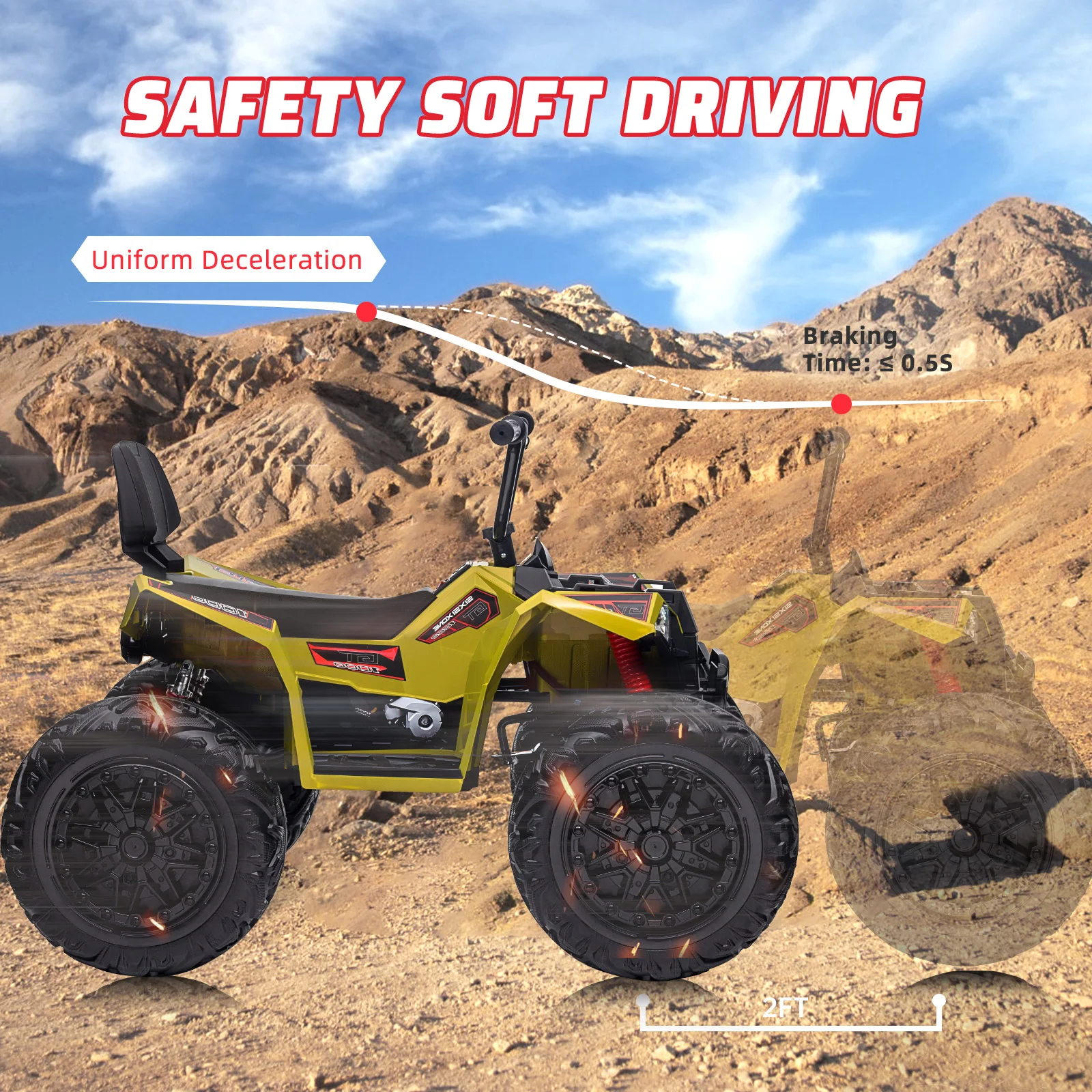 Jouets électriques pour enfants, ATV 24V, voiture puissante, batterie 4x80w 2x7AH, longue durée de lecture, lecteur de musique Bluetooth, lumière LED, pneus EVA