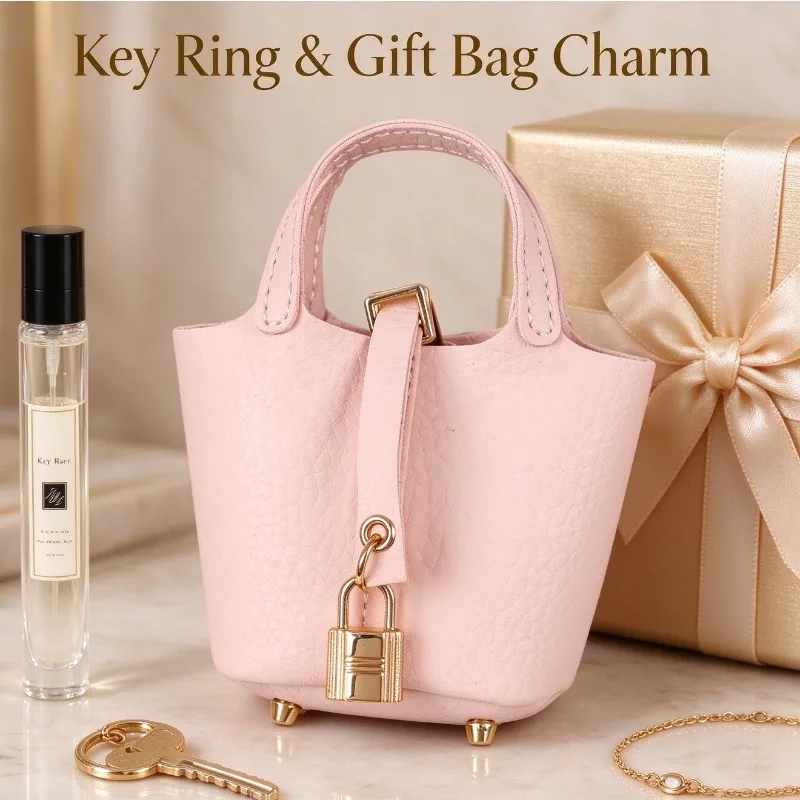 Mini Basket Bag Ornament with Key Ring As Keychain Pendant for Gift Charm Car Key Accessory Creative Earbud Coin Storage Pouch