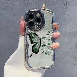 Green Butterfly Phone Case For Samsung Galaxy A55 A35 A25 A15 A54 A24 A33 A34 A73 5G A32 A51 A52 A53 A71 A72 A30 A50 soft
