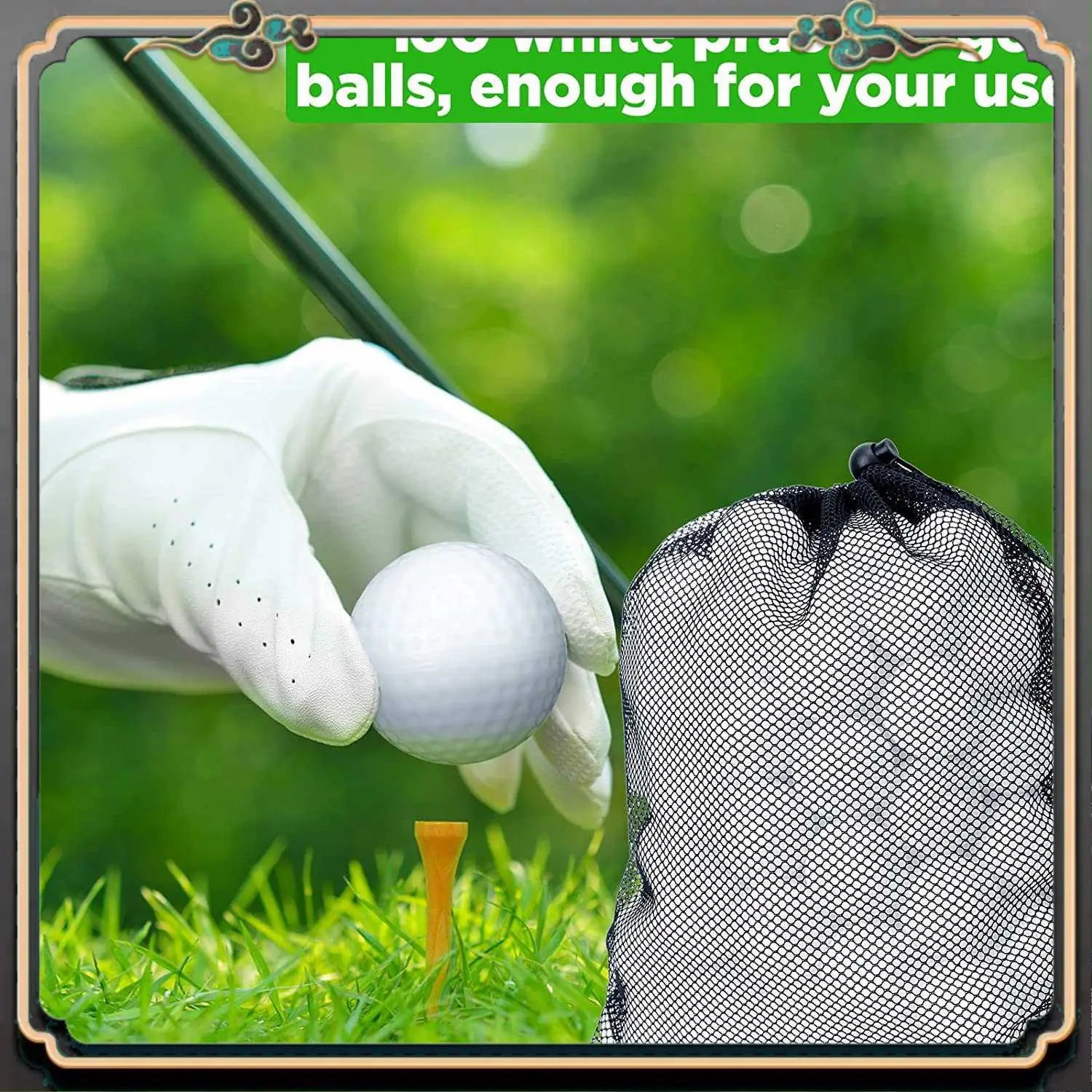

Premium 100 Pcs Golf Practice Ball Hollow Golf Ball With Mesh Drawstring Storage Bags For Training