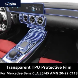 Interior do carro Centro Console Transparente TPU Película Protetora, Anti-Scratch Filme de Reparação, Fit para Mercedes-Benz CLA 35, 45, AMG 20-22, C118 12 principais vendas painel a45 amg - №11