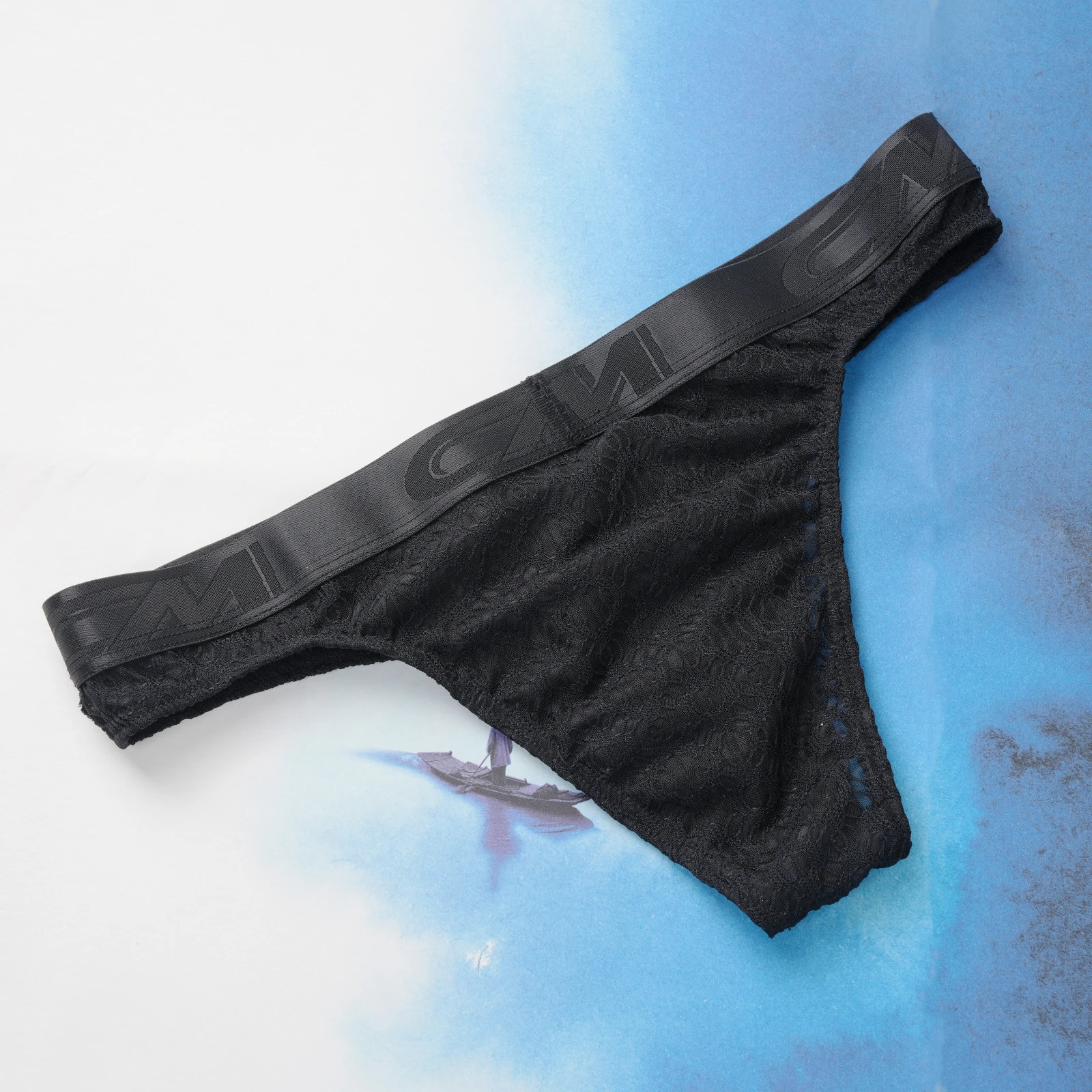 Slips mit niedriger Taille, Spitze, brasilianische Unterwäsche, Herren, sexy, Netzstoff, mit verstärktem Bereich, Herrenunterhosen, durchsichtig, weiche Slips. – Detail 5