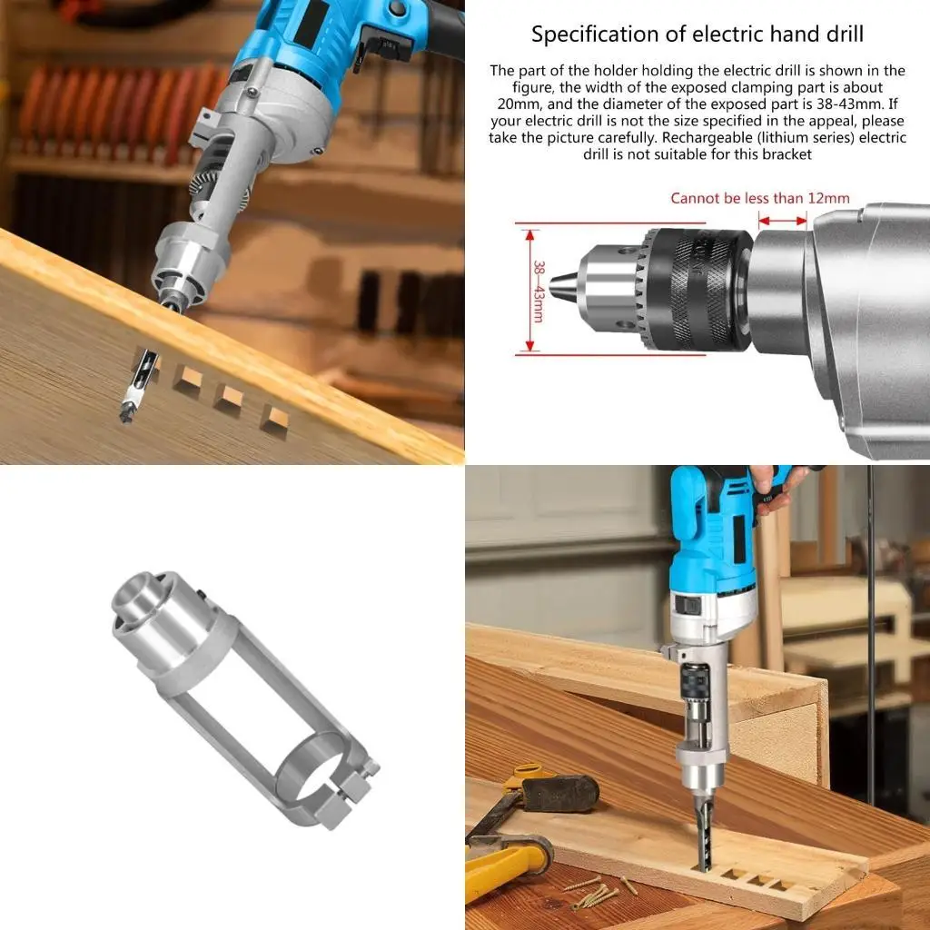 

Y1UD Square Hole Drill Bit Adapter Bracket Woodworking Drill for Straight Holes
