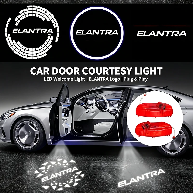 2PCS for Hyundai ELANTRA 2008-2015 2010 2011 2013 Car Door Welcome Shadow Light Styling LED Projector Ghost Atmosphere Logo Lamp