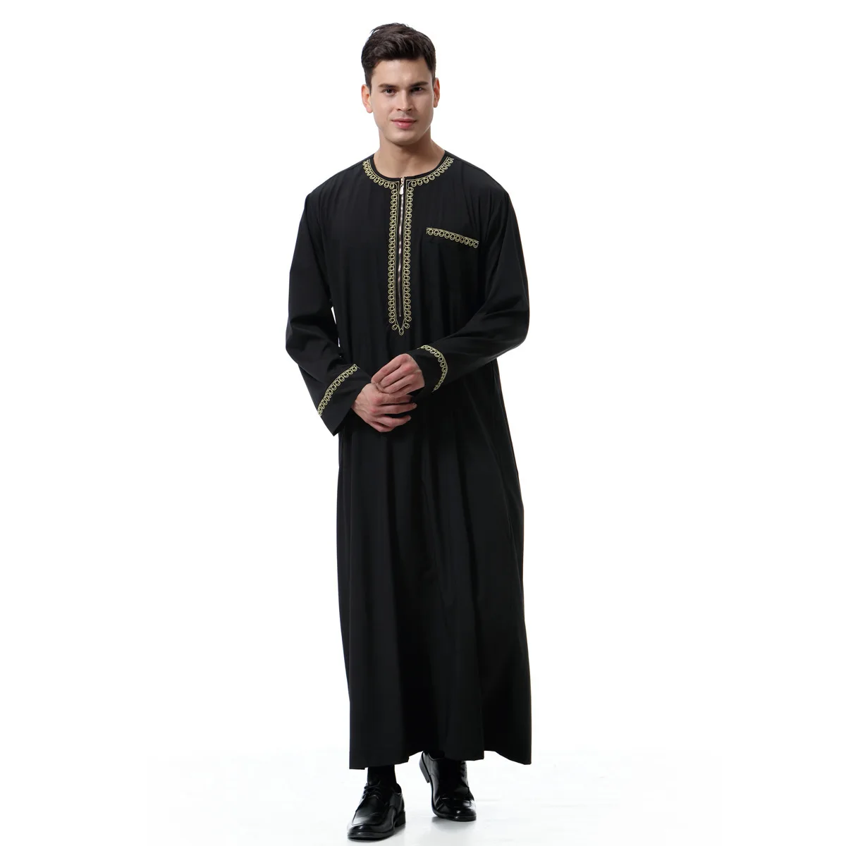 Men Muslim Islamic Clothing Jubba Thobe Print Zipper Kimono Long Robe Saudi Musulman Wear Abaya Caftan Islam Dubai Arab Dressing