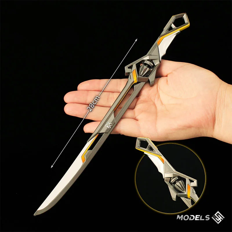 28cm Phantom Straight Knife Keychain Valorant 2024 Championship War Knives Model All Metal Home Ornament Unedged Children's Gift