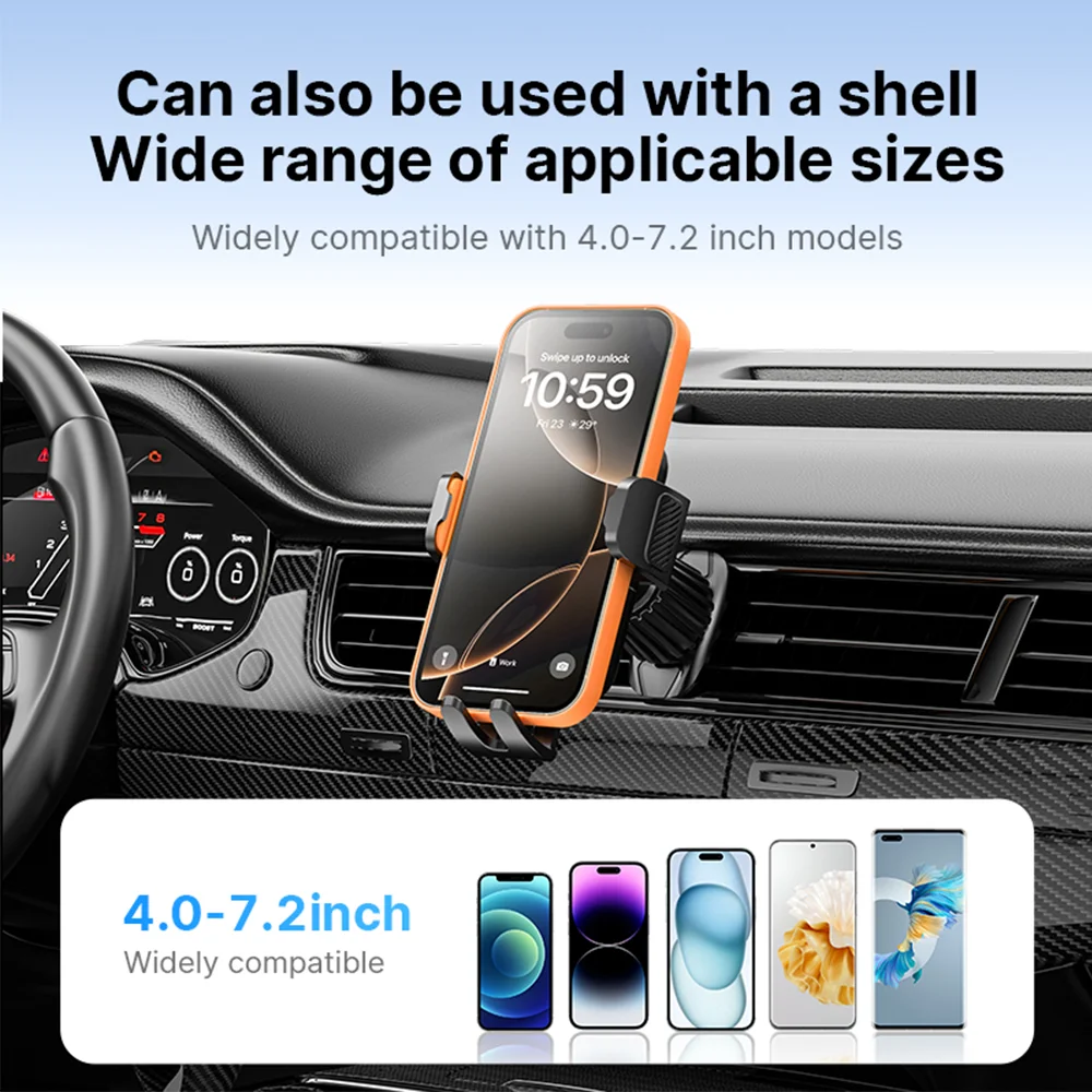 Soporte para teléfono de coche, soporte Universal para teléfono con bloqueo automático mejorado xnyocn con Clip de gancho para ventilación de aire de coche para IPhone Samsun