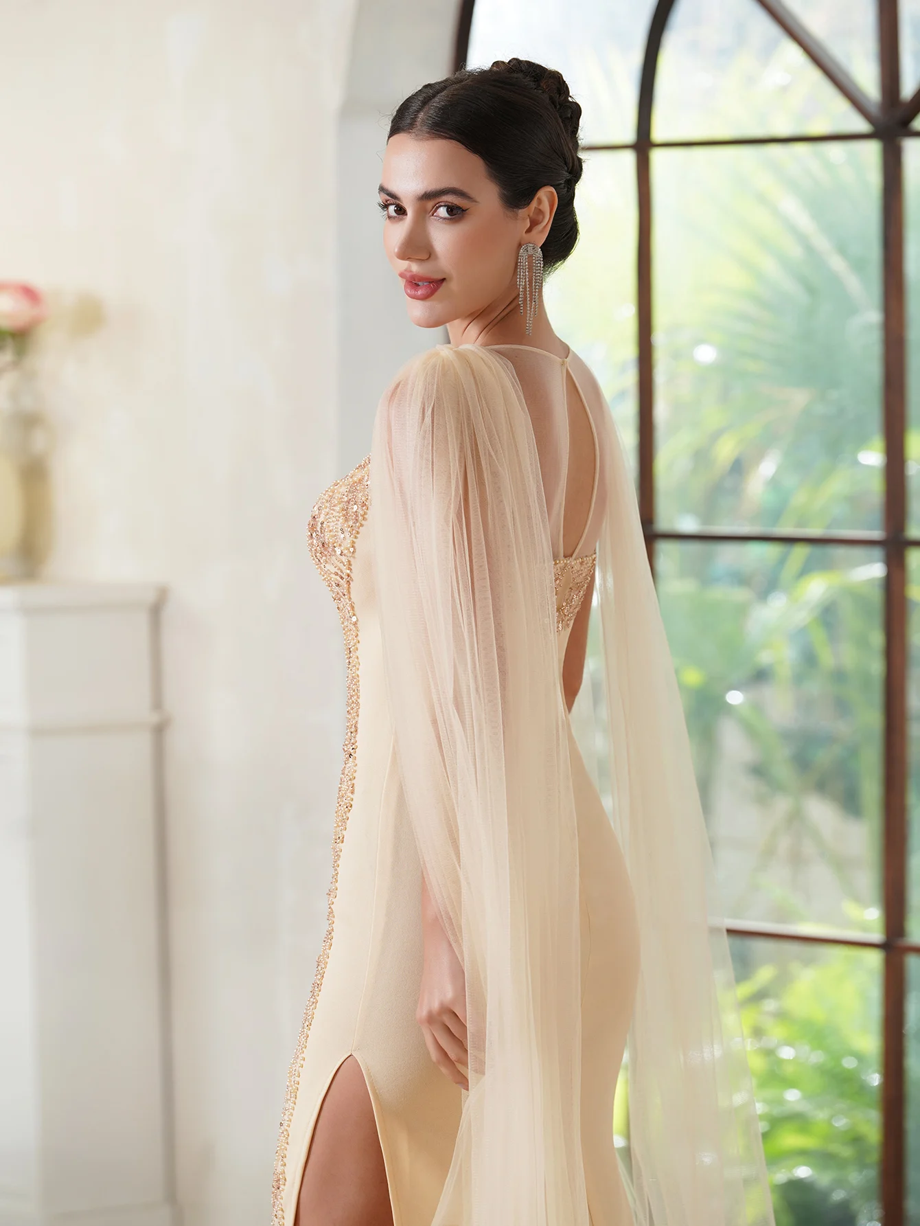 Sheath Scoop Neckline Lace Beadings Long Dresses Dubai Luxury Evening Dress Elegant Party Dresses For Women 2024 فستان حفلات الز