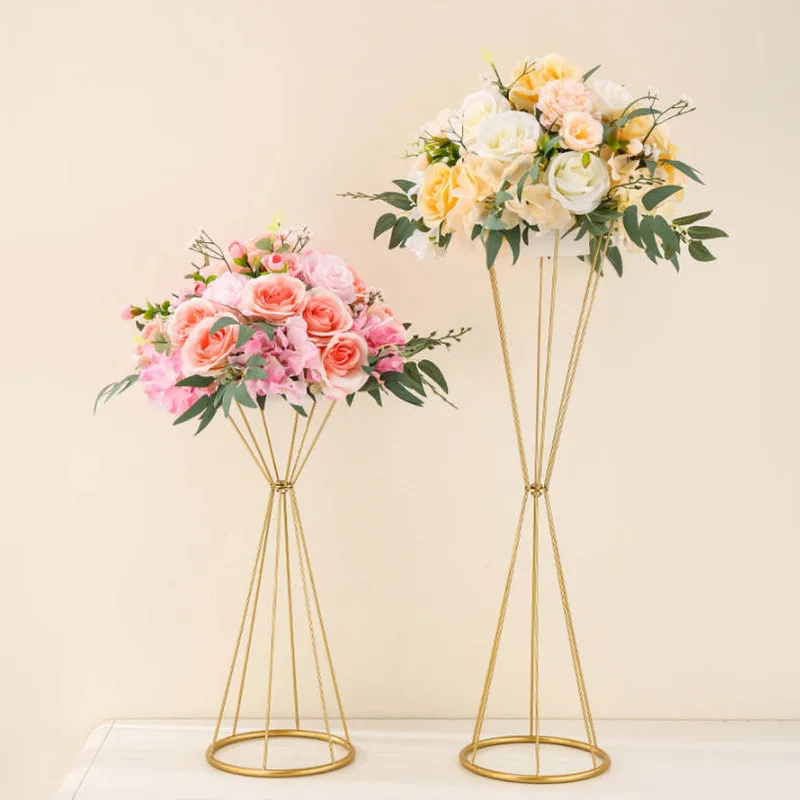 Creative Metal Geometric Flower Rack Tabletop Guiding Wedding Flower Arrangement Decor Ironwork Hollowing Out Stage Flower Rack