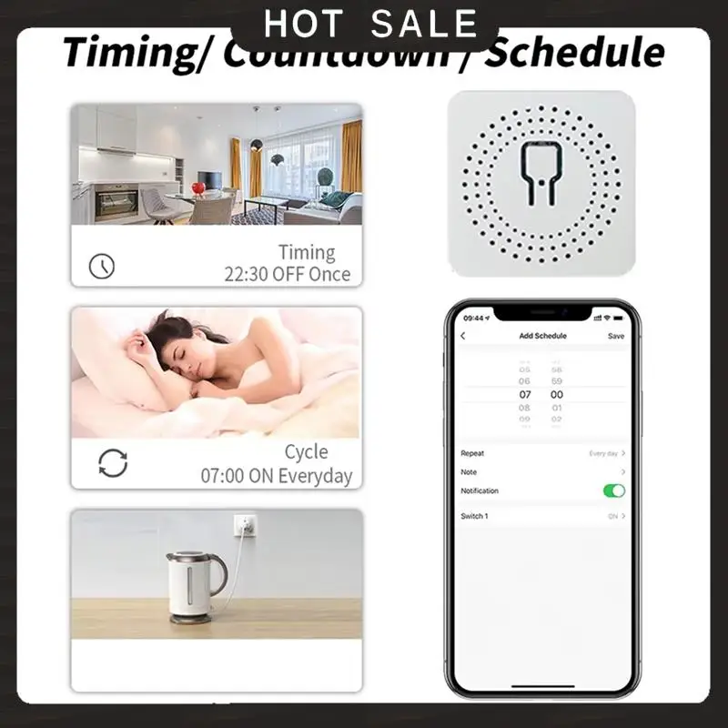 

24-часовая доставка Tuya Wi-Fi Smart Switch 16A Беспроводной релейный приемник Голосовое управление Работа поддерживает Alexa и Google Home