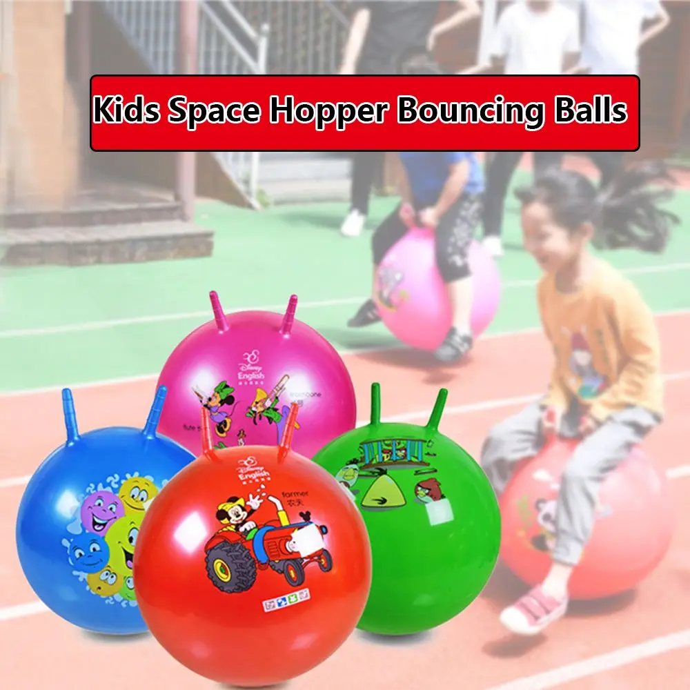 PVC de 45CM con 2 asas para deportes al aire libre, juegos de salto, pelotas que rebotan, juguetes inflables, pelota de Hop, tolva espacial para niños