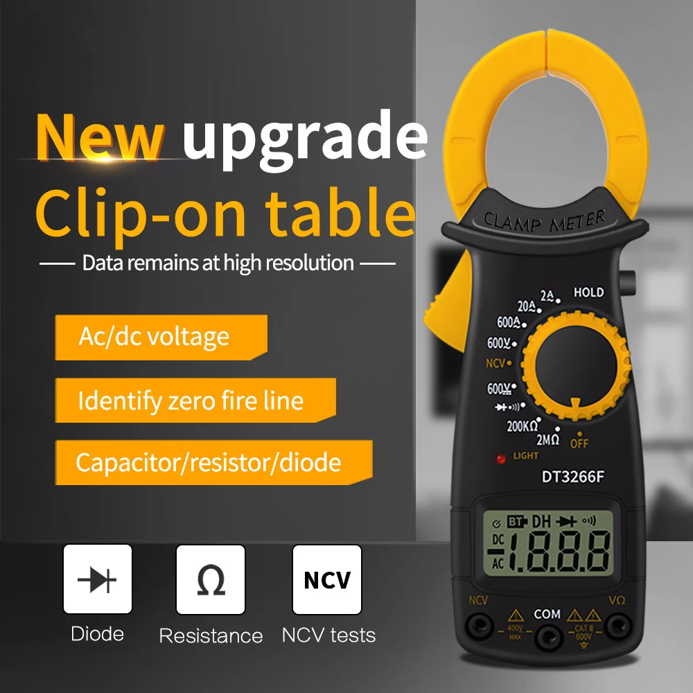 ANENG DT3266F Digital Clamp Meter Multimeter AC DC Voltage Current Voltmeter Diode Resistance Fire Wire Identifing NCV Tester