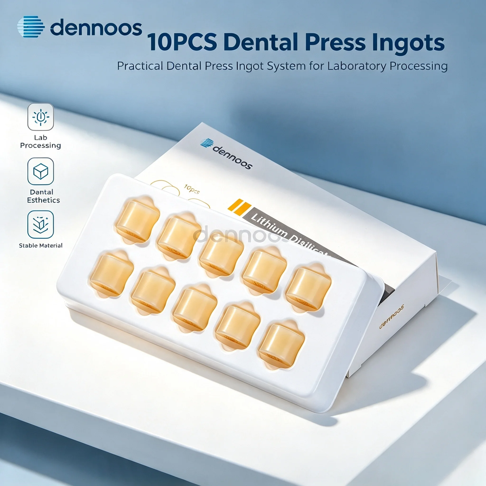 10PCS Dental Press Ingots Lithium Disilicate Block HT/LT Glass Ceramic Block Ingots High-Quality Restorative Dentist Materials