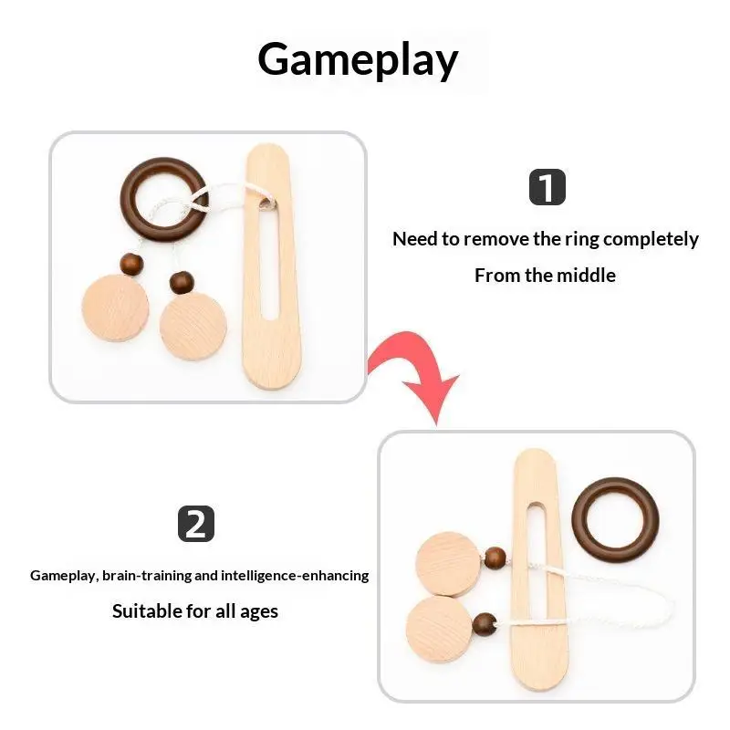 3D Wooden Interlocking Ring Puzzle, Logic & Spatial Thinking Training Game, Focus Brain Teaser Toy For Kids And Adults