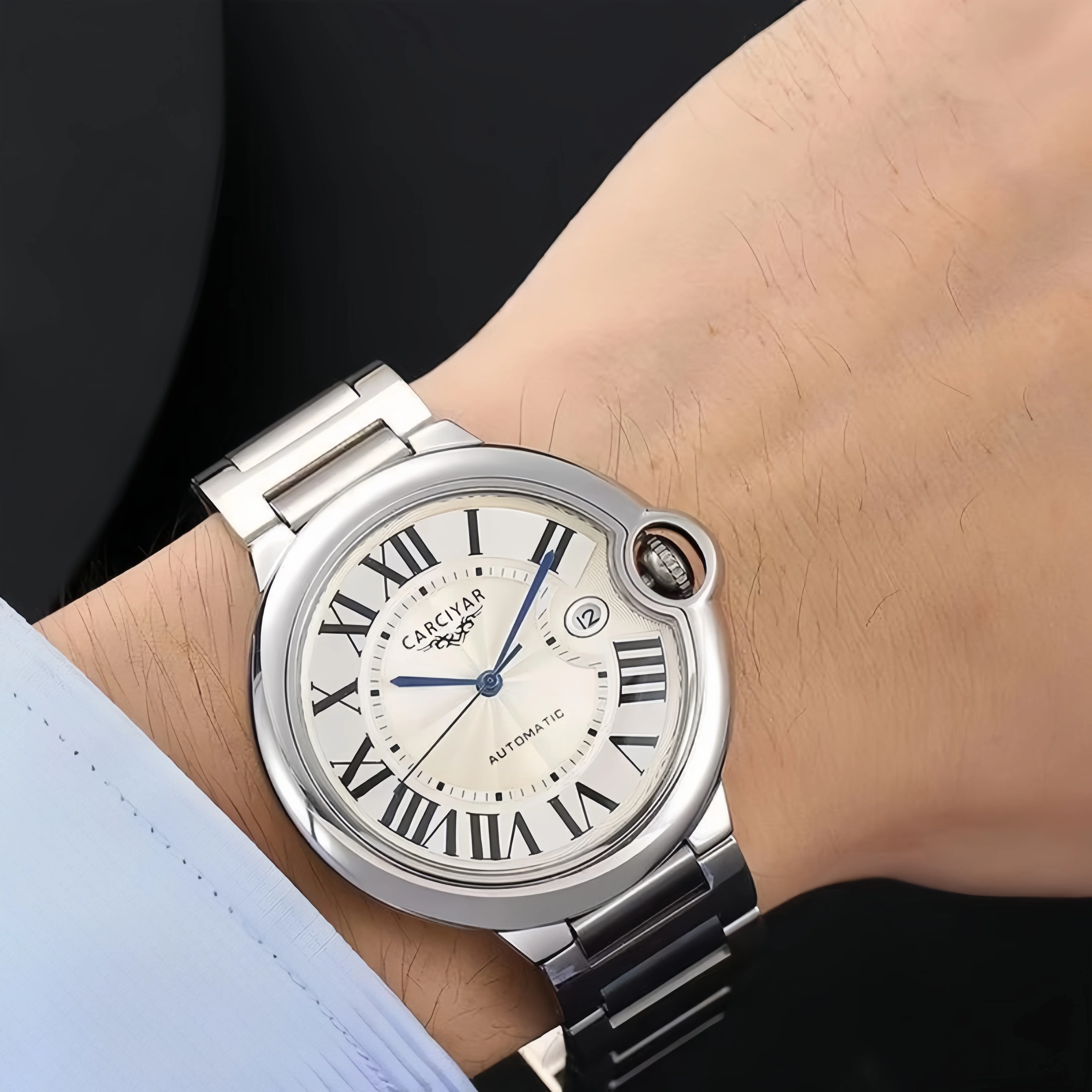 

CARCIYAR Men's Mechanical Watch, 904L Stainless Steel, World Time, Ultra-Thin, 42mm, Sapphire Crystal, Japanese Movement