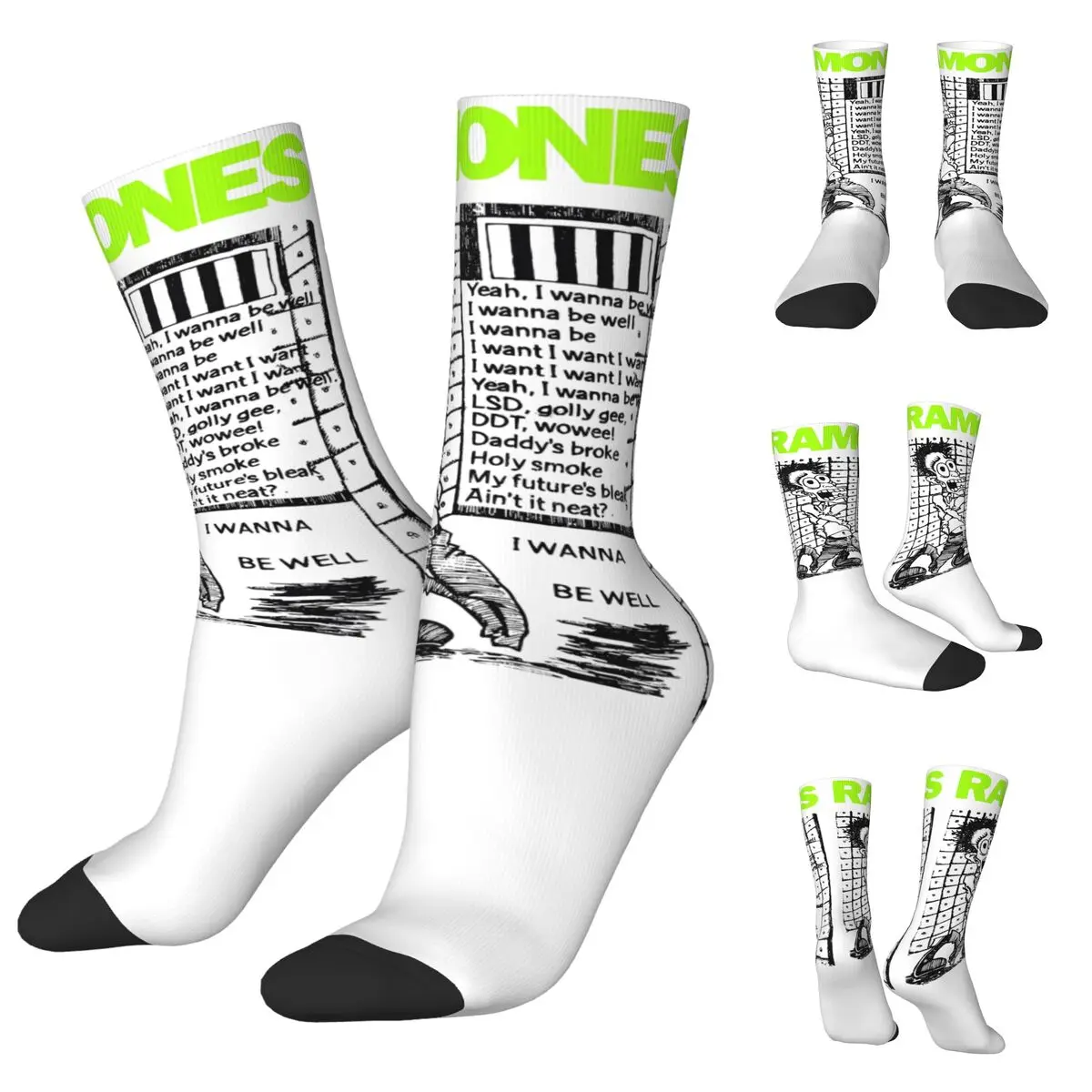 R-Ramones cosy Unisex Socks,Hip Hop Happy 3D printing Street Style Crazy Sock