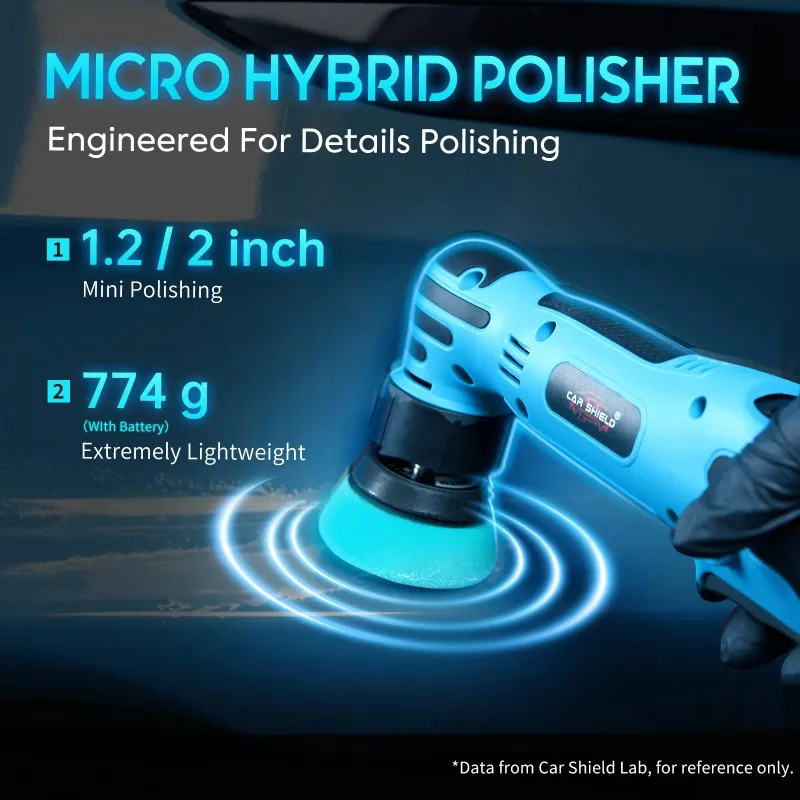 12V Cordless DA RO Dual Mode Mini Car Polisher 2‑in‑1 With 2Pcs 2.0Ah Battery Paint Correction Detailing Workshop Tools view 2