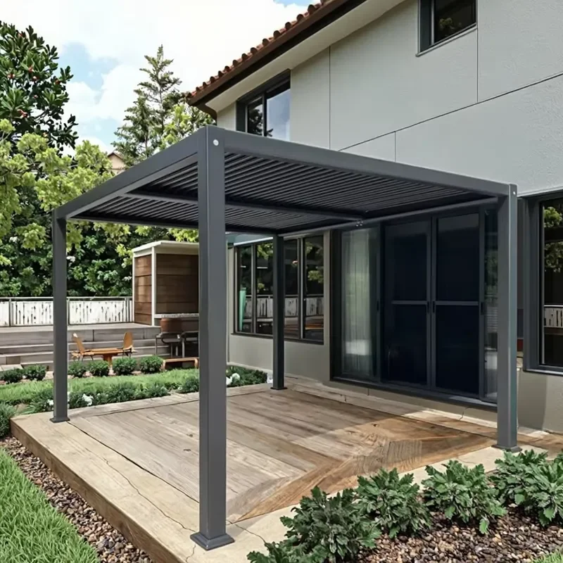 Waterproof Motorized Aluminum Pergola Canopy Gazebo with Louvers for Outdoor Balcony Garden Bioclimatic Use for Amas Luxury