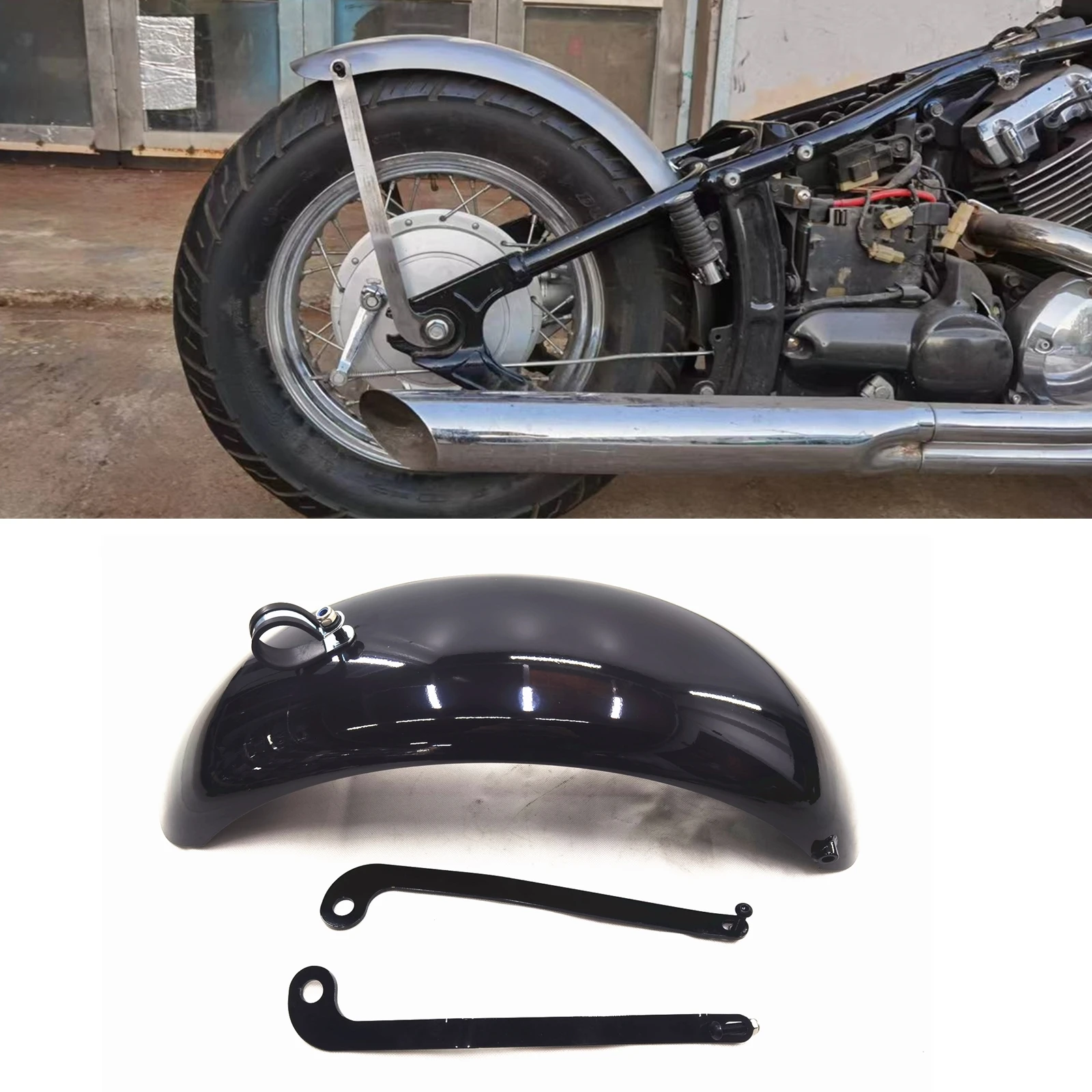 

Motorcycle Rear Fender Plate Mudguard W/ Bracket For YAMAHA DRAGSTAR DS V-Star 400 650 XVS400 XVS650