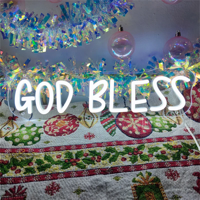 God Bless LED Neon Sign Light USB Powered, Wall Hanging Decor for Bedroom, Office, Party, Perfect Gift for Girls