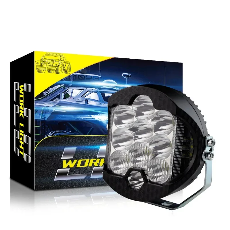 LED Work Light Three-sided Luminous 5-inch Round Car for Wrangler Off-road Vehicle Pickup Modified Front Bar Work Headlight