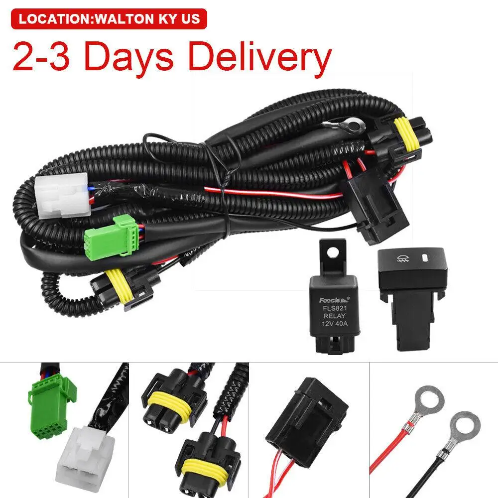 40A Car Fog Lamp Wiring Harness Socket Wire LED Indicator Switch Relay For Fog Led Light Accessories