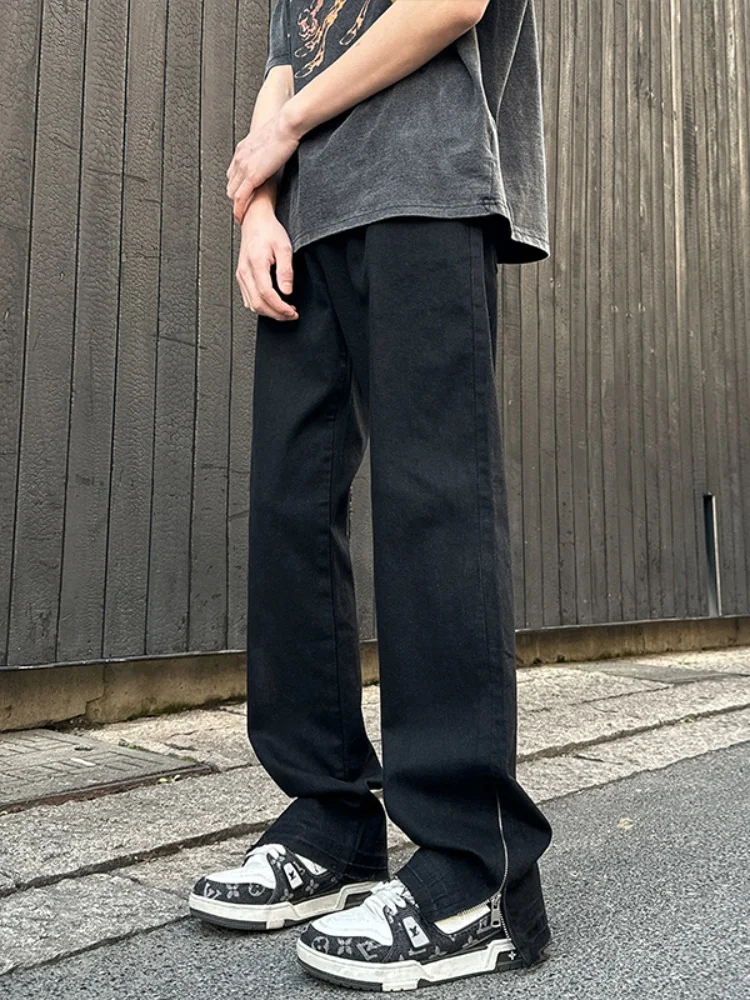 

Loose Straight Leg Men's Jeans American Vibe Wide Leg Pants Slim Fit Casual Long Trousers Thin Denim Jeans Autumn Trendy Bran...