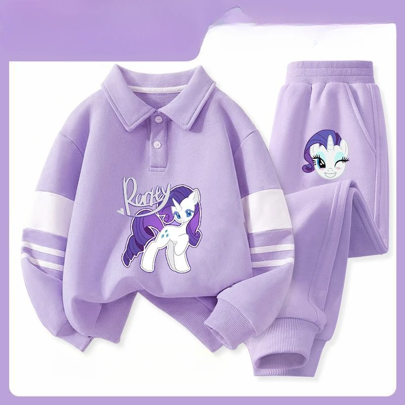 My Little Pony Pinkie Pie Fluttershy Rainbow Dash Cute Kawaii Anime Movie Sweatshirt Set Cartoon Creative Children's Sportswear