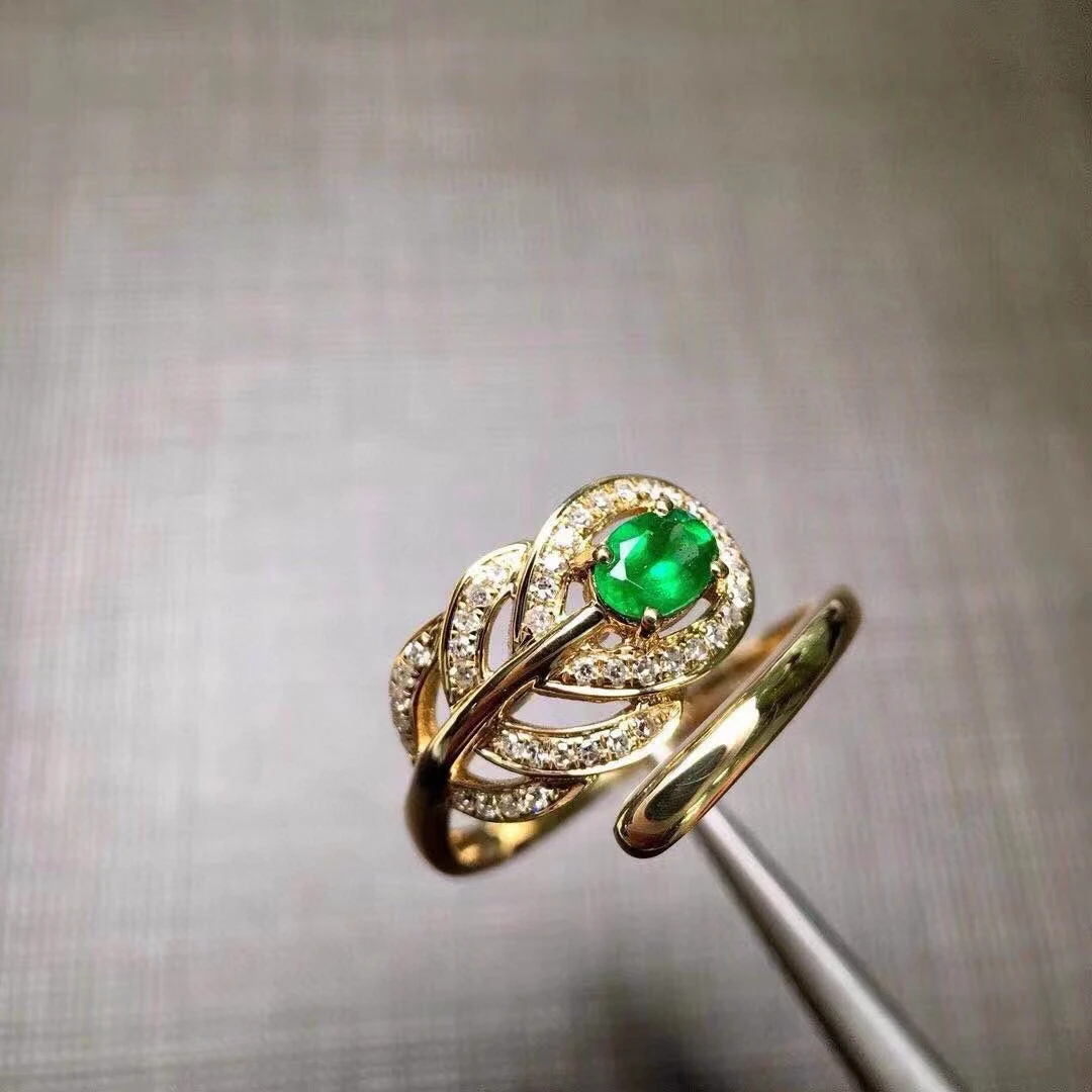 

KJJEAXCMY Fine Jewelry Natural Emerald Women's RingS925 Pure Silver Exquisite Inlaid High Clarity Gem Support Testing