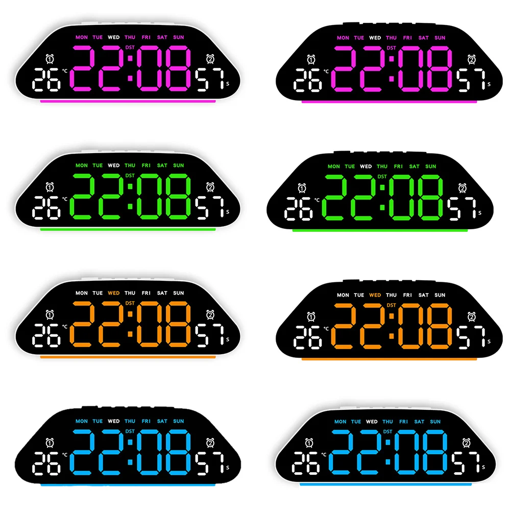 

Цифровой будильник для спальни с отображением температуры, даты и дня недели, настольные часы для гостиной и офиса, LED-часы