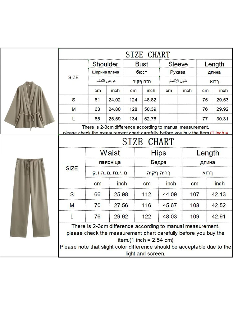 TRAF Pajama Style Blouse Pants Sets For Women Fashion Lace Up Long Sleeve Shirts Trousers Suit 2024 Female Casual Outfits