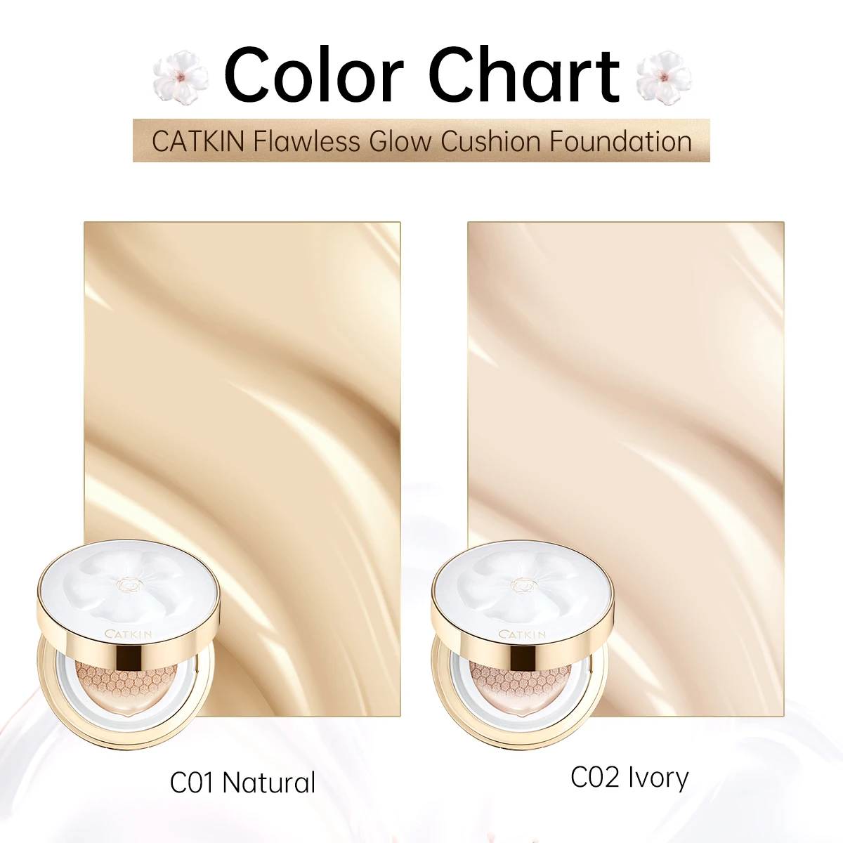 CATKIN Makeup Hydrating Air Cushion Foundation,Effective Coverage and Natural Brightening Foundation,Long Lasting