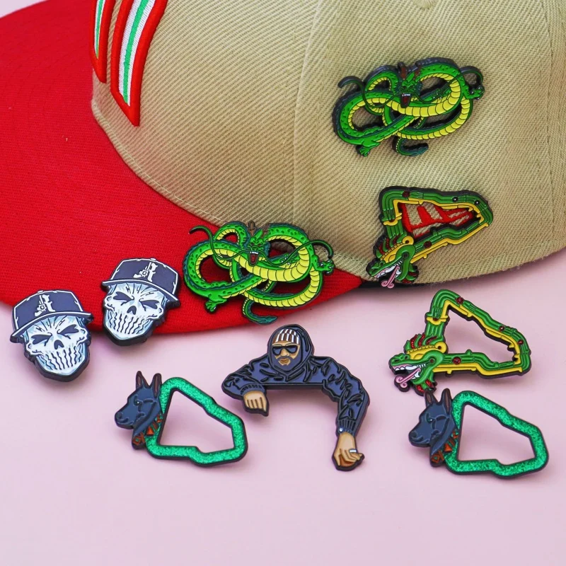 Creative Dragon Metal Decoration Enamel Badge Clip for Hats New Era Pins Clothing Fashion Brooch Accessories