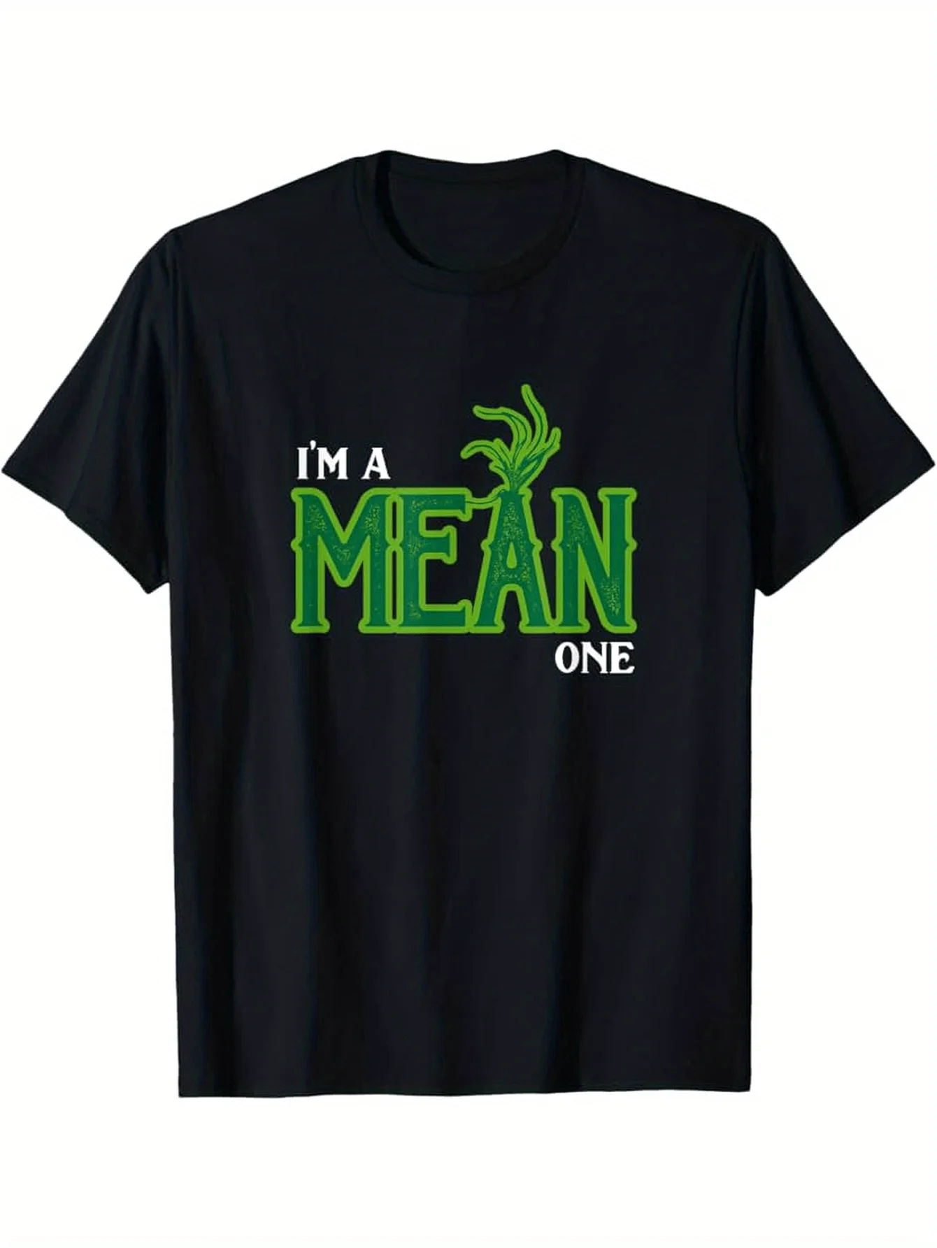 

Men's I'm a Mean One Graphic T-Shirt Cotton Casual Crew Neck Tee with Bold Green Print All-Season Comfort Regular Fit