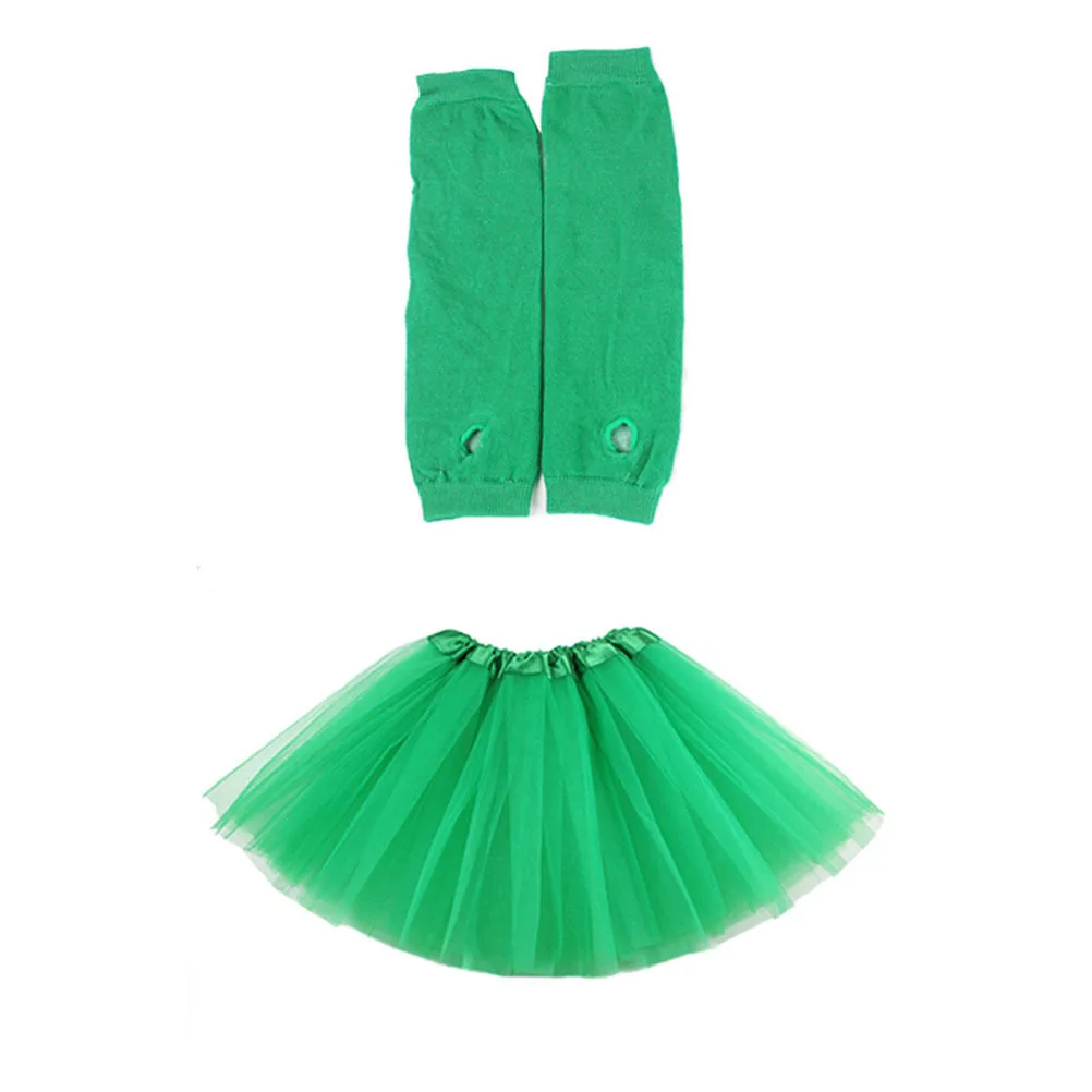 

3Pcs Stylish Festival Costume Set Mesh Skirt Gloves Necklace Party Dress Up Accessory for Adults Solid Color Durable Fashion